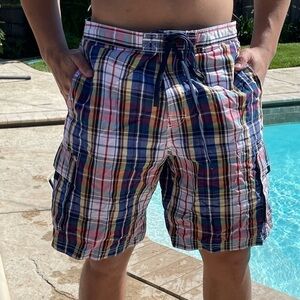 CLUB Room L & XL Men’s Plaid Swim Board Shorts With Pockets MT14